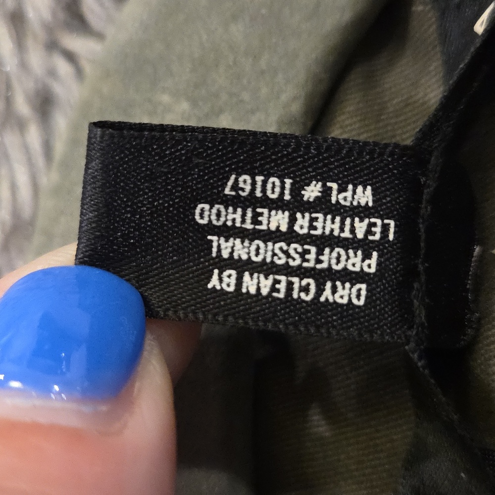 Aqua Olive Green & Black Mixed-Media Moto Jacket With Leather Sleeves  Size L! - Picture 4 of 9